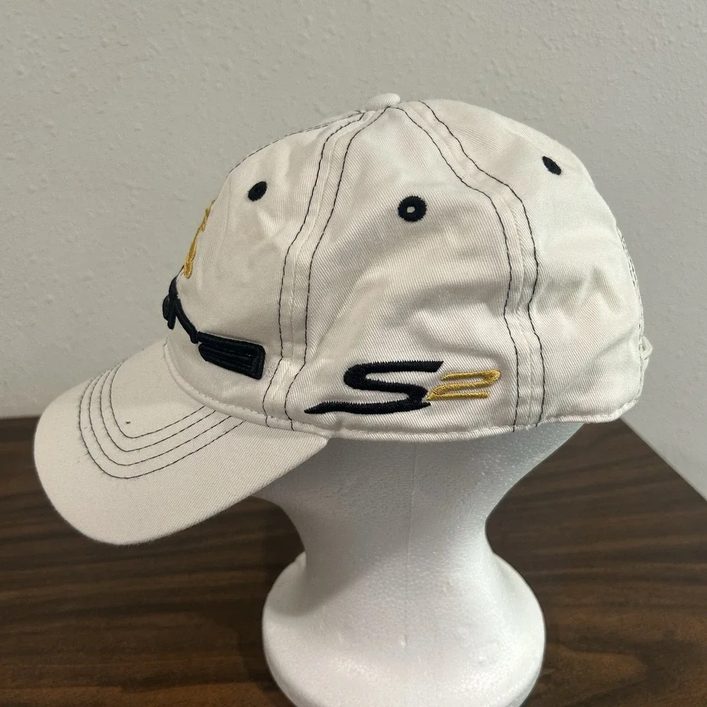 King Cobra Golf Hat Cap Strap Back Cream Black Gold Embroidered Adjustable Mens